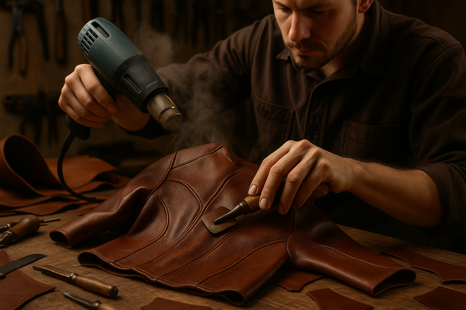 Molding Leather for Jacket Details